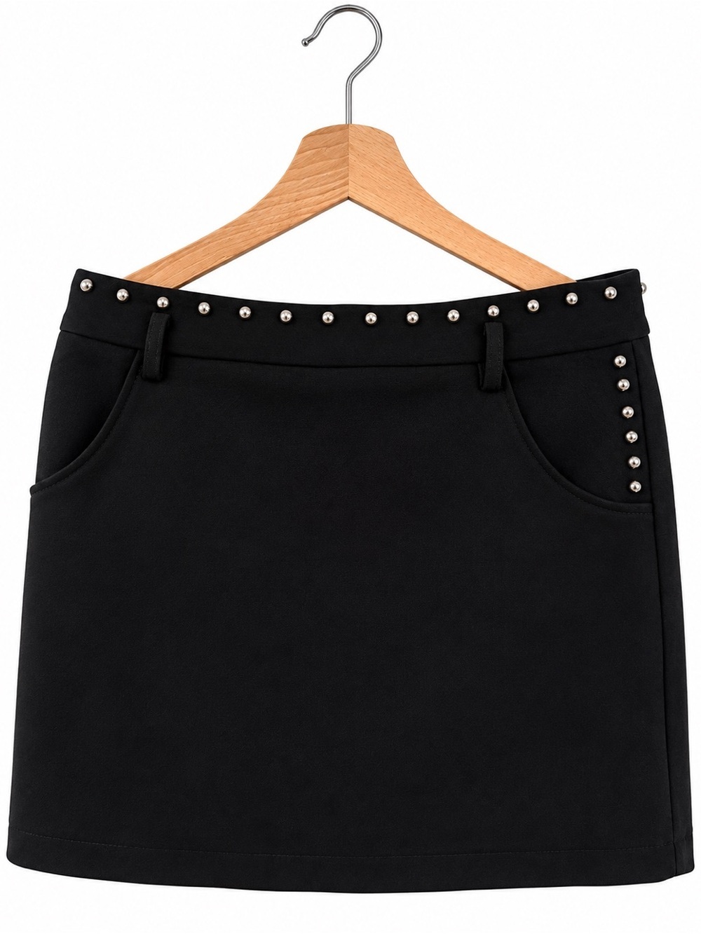 Avec Les Filles Black Studded Mini Skirt - Unbranded